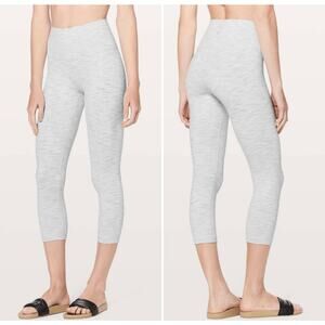 Lululemon Wunder Under Crop Leggings Gray High Rise Size 6 Yoga, Gym Leggings